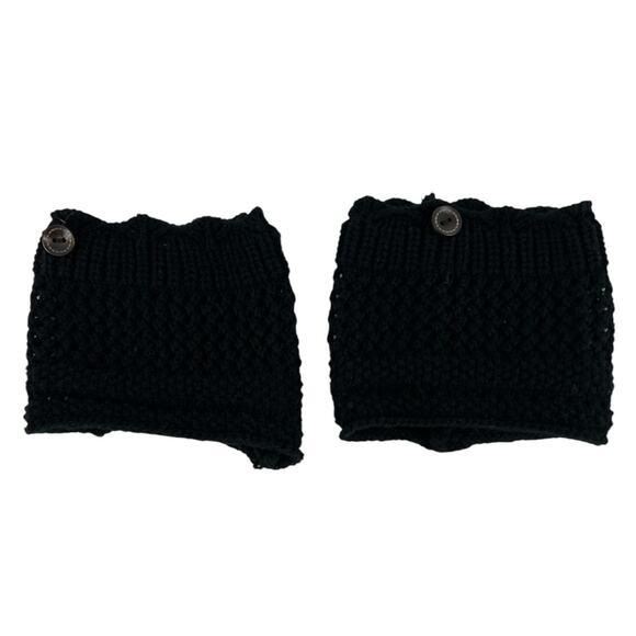 unknown Accessories - Boot Cuff Topper Sweater Two Button Black Crochet Lace